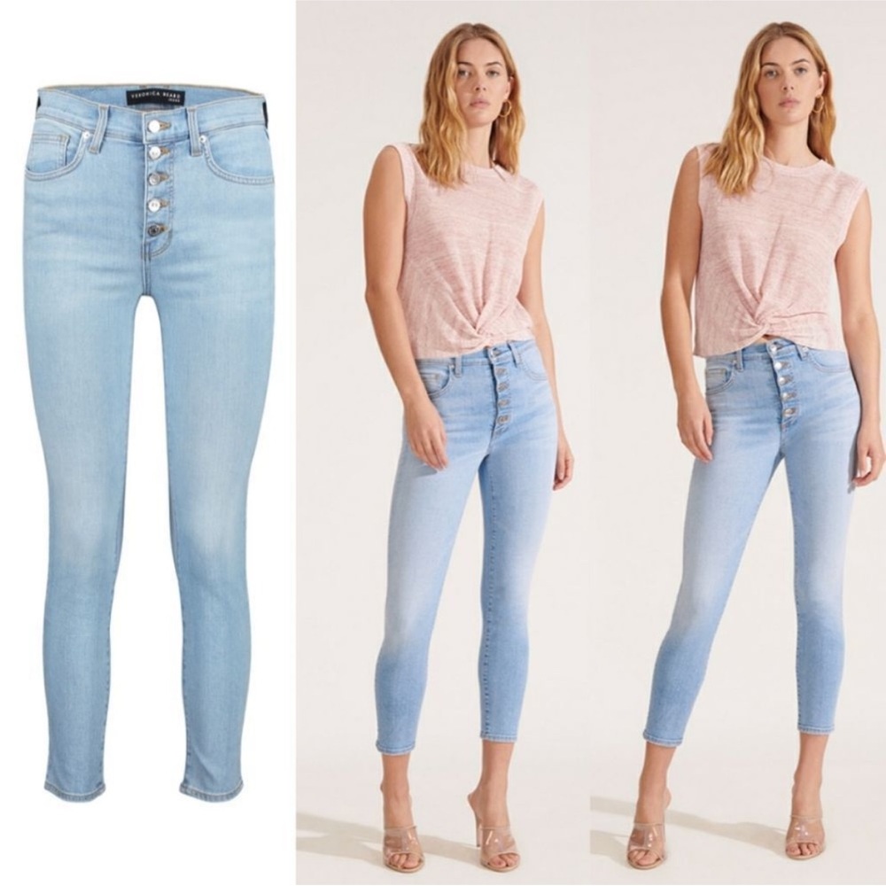 VERONICA BEARD Debbie 10" Skinny Jeans in “Air”  Wash (Cut: 191) Button Fly - 25